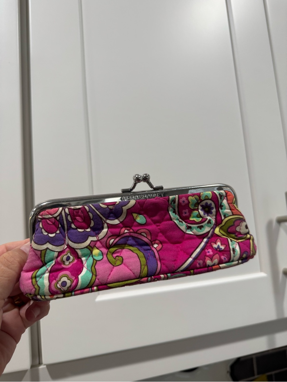 Vera Bradley Pink Paisley Quilted Kiss-Lock Cosmetic Clutch